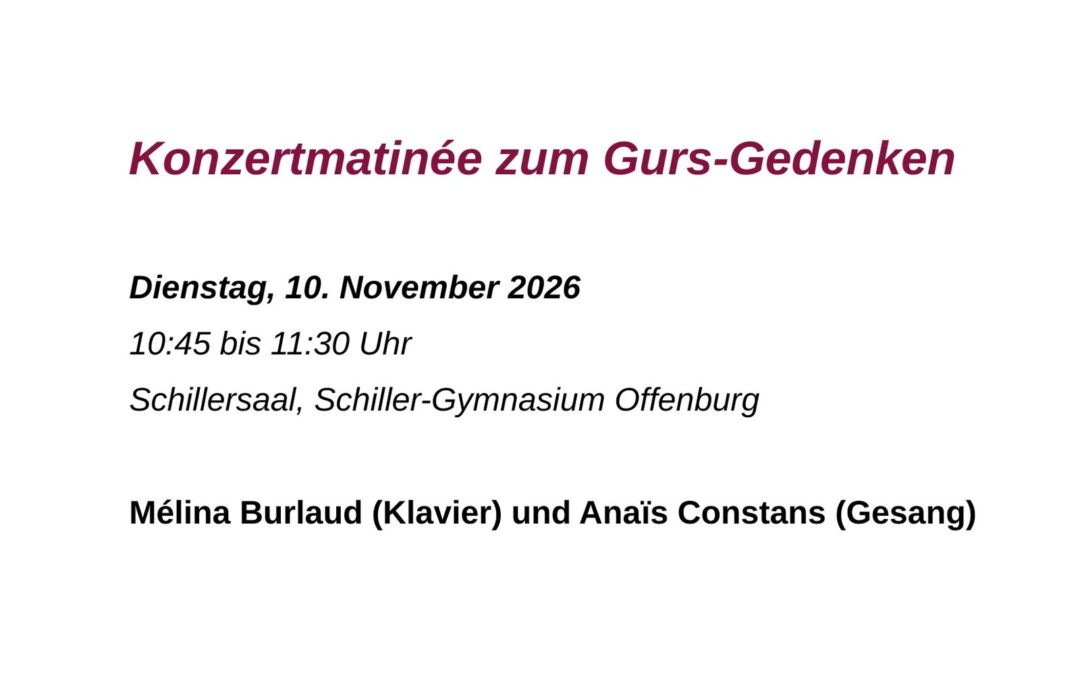 Konzertmatinée zum Gurs-Gedenken am 10. November